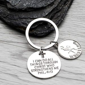 Wrestling Charm Keychain, Christian Faith Charm Ke